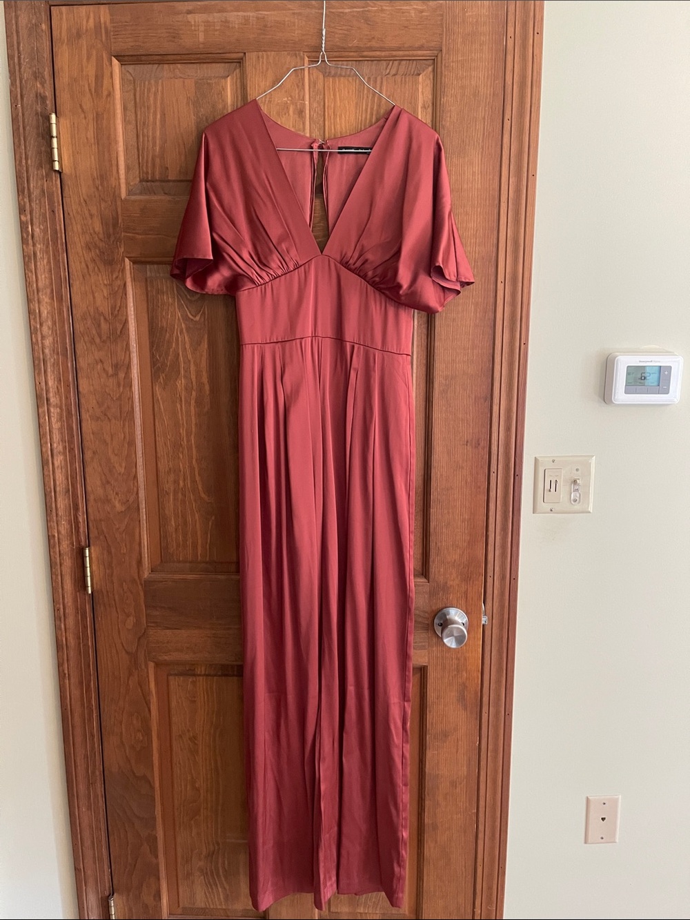 Abercrombie & Fitch Rust-Red Satin Jumpsuit